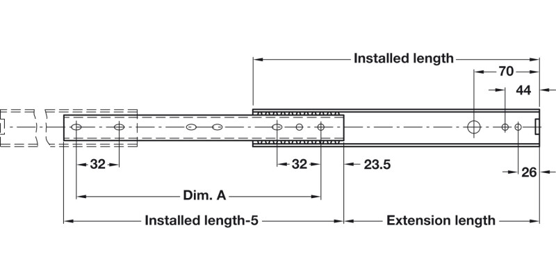 2726 BB Drawer Runner Sgl 15kg 400mm BZP