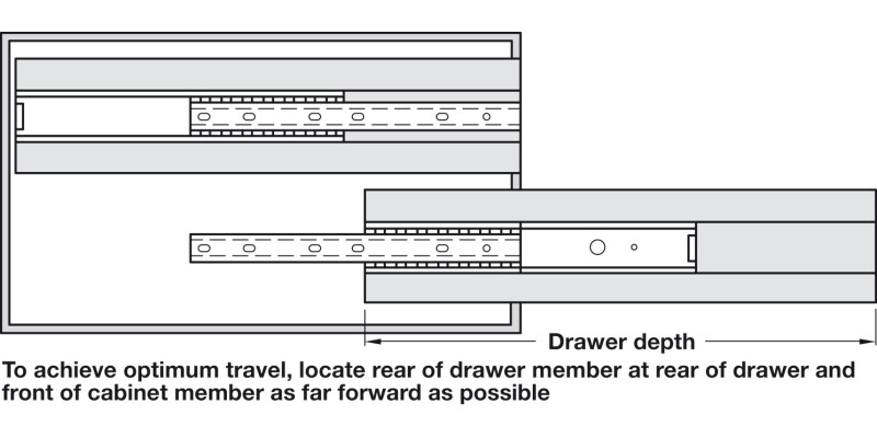 2726 BB Drawer Runner Sgl 15kg 400mm BZP