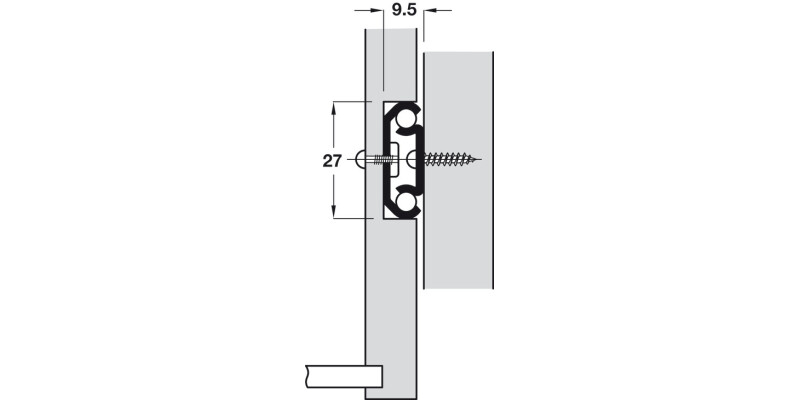 2726 BB Drawer Runner Sgl 15kg 400mm BZP