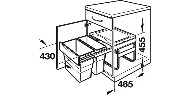 Hailo Easy-Cargo PO Bin 500mm 19+30L