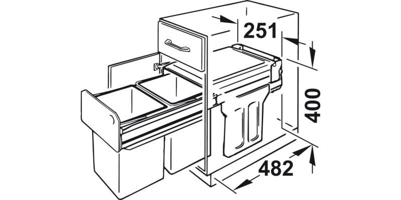 Hailo Tandem PO Bin 300mm 2x15L Graphite