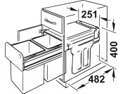 Hailo Tandem PO Bin 300mm 2x15L Graphite