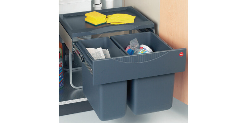 Hailo Tandem PO Bin 500mm 18+12L LGry