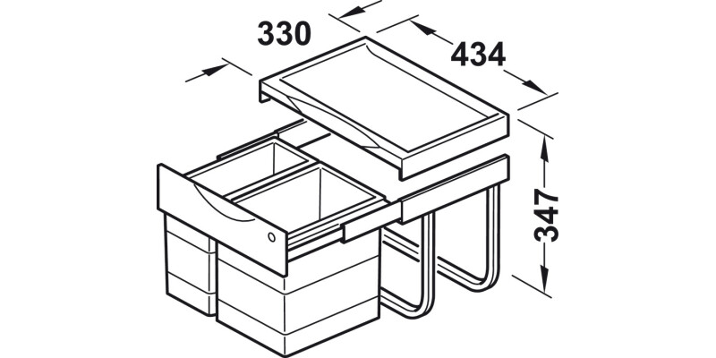 Hailo Tandem PO Bin 500mm 18+12L LGry