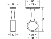 W/Robe Rail D25mm Centre Support ZA CP