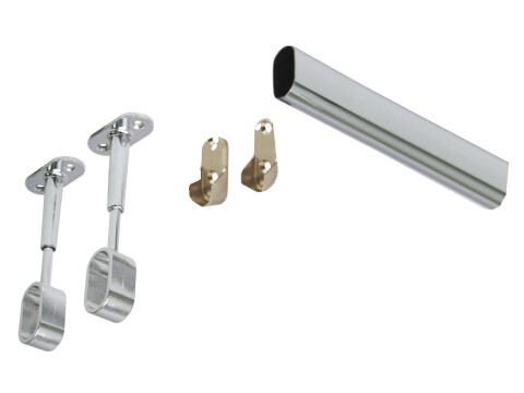 W/Robe Rail (Oval) 90D Curved Set Chrome