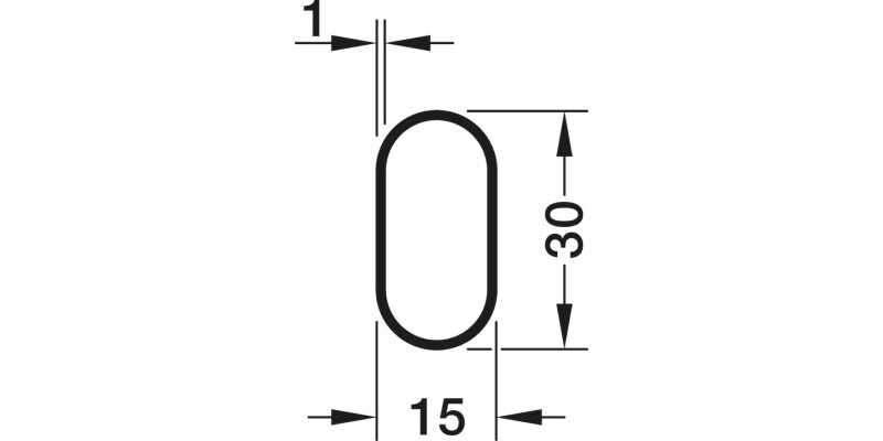 W/Robe Rail (Oval) 30x15x1.5mm x2.5m PC
