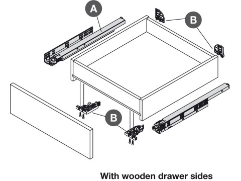 Concealed Drawer Runners, Full Extension, Packed Set with 4D Fixing Clips, Dynap