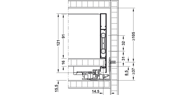 Dynapro Drawer Runner Full 40kg 350mm SZP
