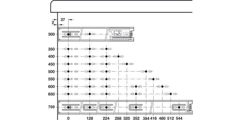 3832TR BB Drawer Runner Full 45kg 450mm BZP