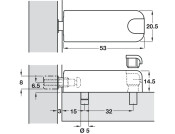 Spring Push Catch Pl/St Grey