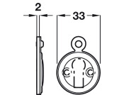 Escutcheon D33mm w Cover Std KW Brass PB