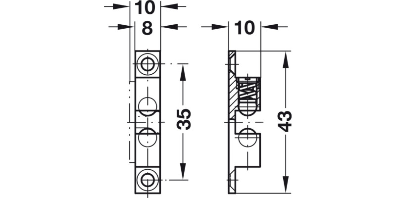 Twin Ball Catch 43mm Brass