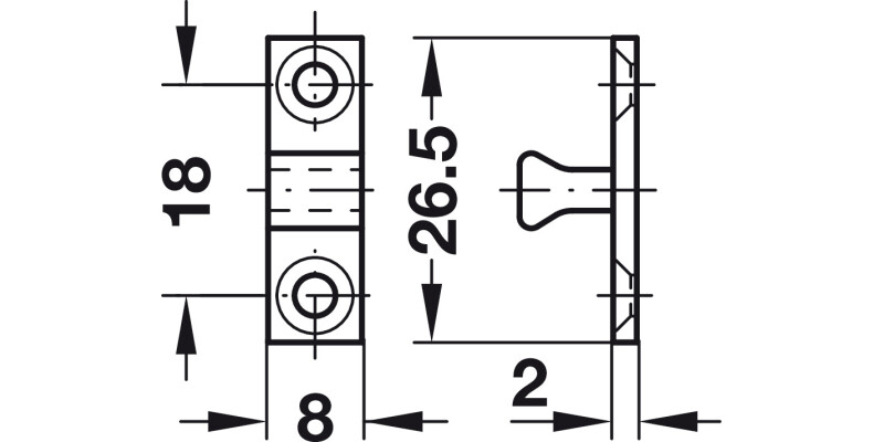 Twin Ball Catch 43mm Brass