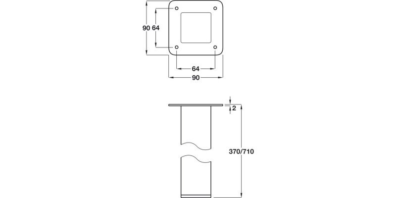 Sq Table Leg D50x50x710mm Chrome