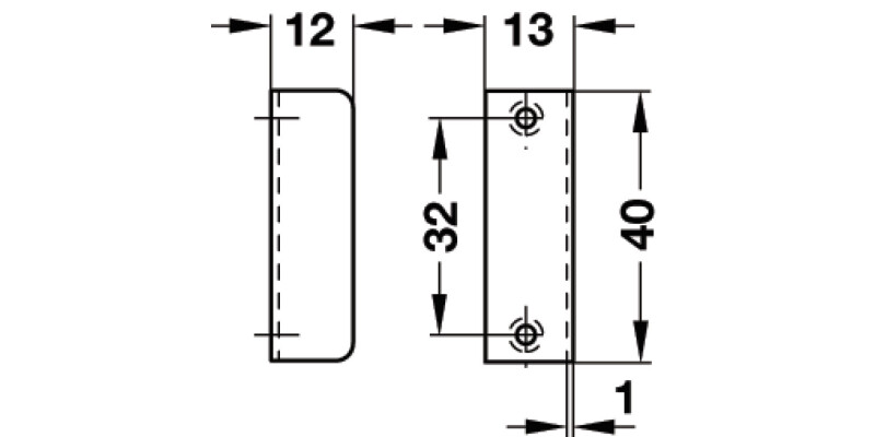 Angled Striking Plate 40x12x12mm St BP
