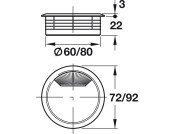 Cable Outlet 2prt D60x25mm Pl Light Grey