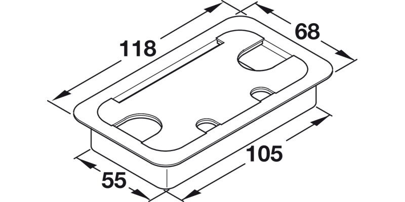 Cable Outlet Rect 55x105mm Pl Black
