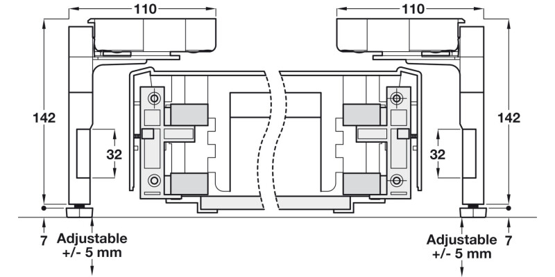 Moulded Plinth Drawer Fitting Set Pl Blk