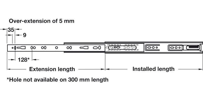 3832-SC BB Drawer Runner Full 45kg 450mm BZP