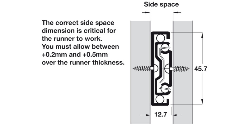 3832 BB Drawer Runner Full 46kg 199mm BZP