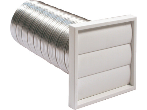 Wall Grille Kit, Semi Rigid Aluminium Hose and Plastic Vent, Manrose