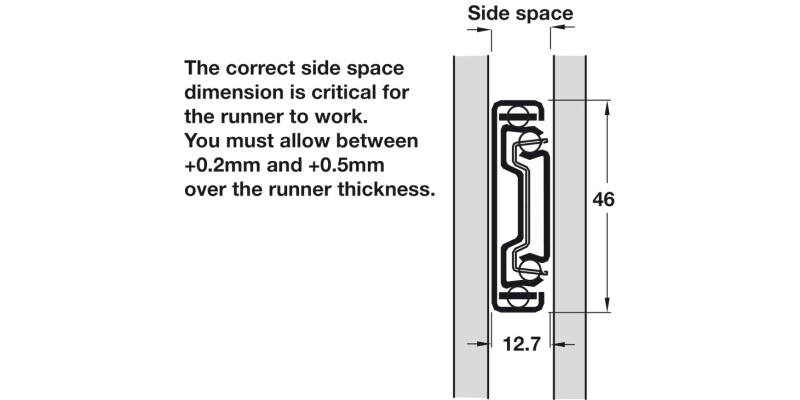 3832TR BB Drawer RunnerFull 43kg 350mm BZP