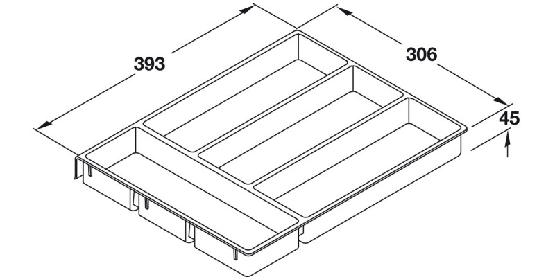 Cutlery Ins 393/450-600mm Pl Wht