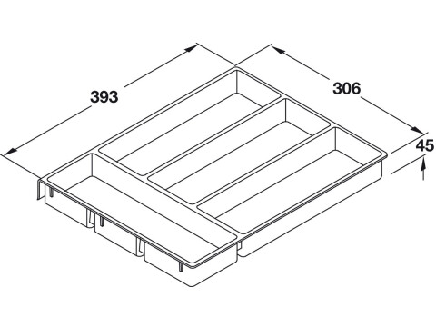 Cutlery Ins 393/450-600mm Pl Wht