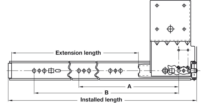 Accuride 1234 Pivot Sld Dr Run Blk 557mm