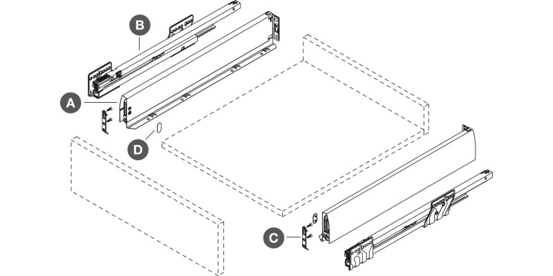 NovaPro Del Std Drawer Set 90/400mm Met