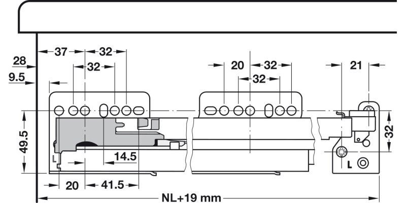 NovaPro Del Std Drawer Set 90/400mm Met