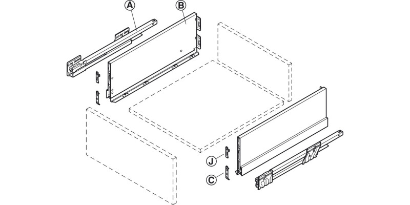 NovaPro Scala St Drawer Back 186/1000mm Stn