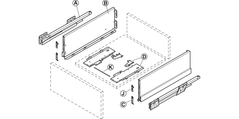 NovaPro Scala St Drawer Back 186/300mm Stn