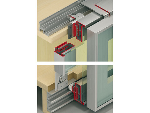 Fitting Set, for Sliding Cabinet Doors, Hawa-Combino 45 GR FS