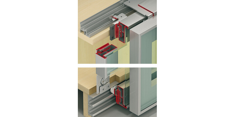 Fitting Set, for Sliding Cabinet Doors, Hawa-Combino 45 GR FS