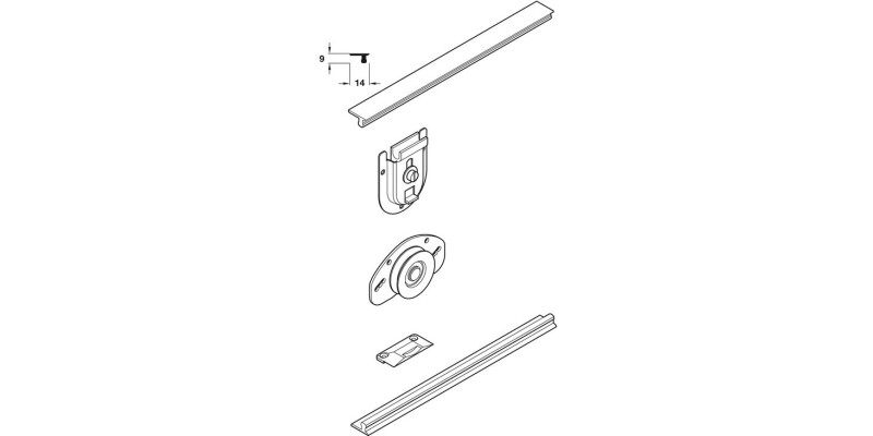 Complete Door Set, with Tracks, for Sliding Wardrobe Doors, SF-25/51