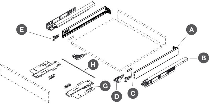 Vionaro Drawer Set Tipmatic 89/400mm Gph