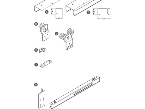 Additional Top Track, for Sliding Wardrobe Doors, H&auml;fele SF-30/53