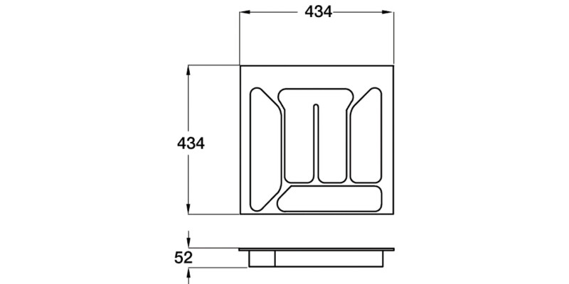 Cutlery Ins 434x434mm Pl Met/Silver