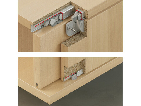 Fitting Set, for Sliding Cabinet Doors, Slido F-Line21 20C