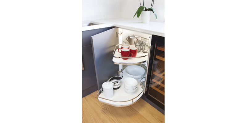 Corner PO 600/1000mm LH Wht/Chr