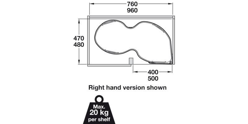 Nuvola Corner PO 450/900mm LH Chr/Wht
