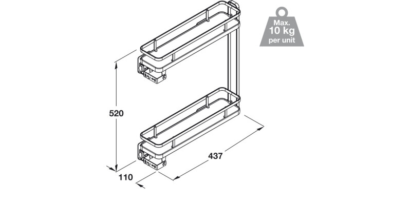 PO Storage 2-Tier 150mm Full LH