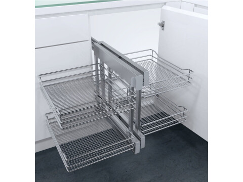 Pull Out Corner Unit, Complete Set, Saphir Mesh Baskets, Vauth-Sagel VS COR Flex
