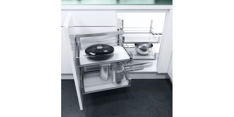 Swing Out Corner Storage, Artline Glass Sided Chrome Wire Baskets, Vauth-Sagel V