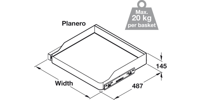 VS SUB 500mm PO Bskt Hinged 1xPln Lva