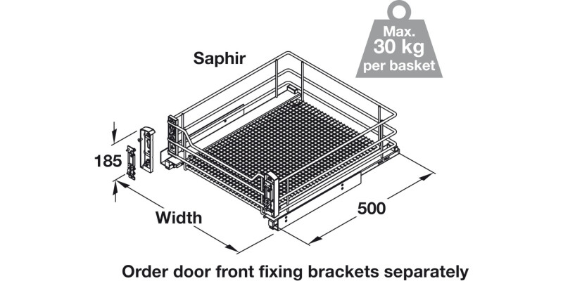 VS SUB 600mm PO Bskt Hinged 1xSph Chr