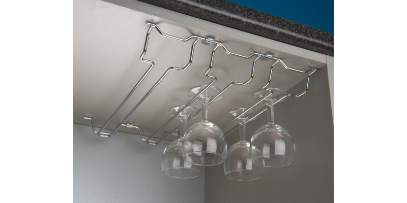 Wine Glass Rack 3xCol 4xClips Wall 400mm