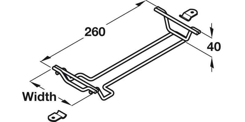 Wine Glass Rack 1xCol 2xClips Wall 150mm